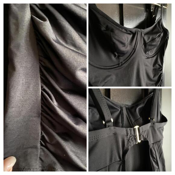 Sorella Swim Black One Piece Swimsuit Ruched Women Size 10 - 12 - Picture 3 of 8